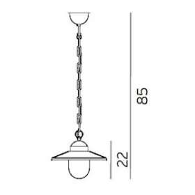 KARLSTAD CHAINE patine rouille 57W halogène max./E27 cl II IP55 verrerie claire|Norlys-NOS230ARO