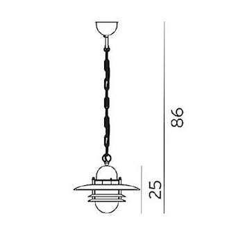OSLO CHAINE noir 57W halogène max./E27 classe II IP54 verrerie claire|Norlys-NOS240ASV