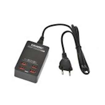 Chargeur 4 USB A F sur secteur 230V - 5V/2.4A - smart charge - noir - 1m20|Erard-EAD728904