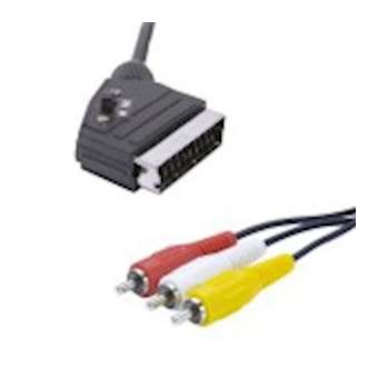 Cordon Péritel M / 3 RCA M - commutable - 21 contacts - nickel - 1m50|Erard-EAD6528