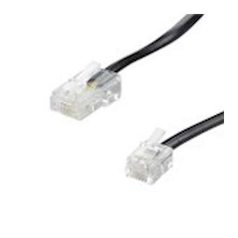 Cordon RJ11 M / RJ45 M - haut-débit ADSL - gaine pvc plate noire - 3m|Erard-EAD3766