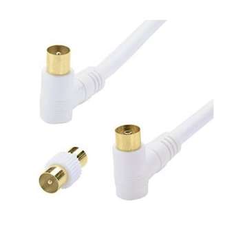Cordon TV 9.52 mm M/F coudé à 90DEG + adaptateur TV 9.52 mm M/M - OR - 3m|Erard-EAD724640