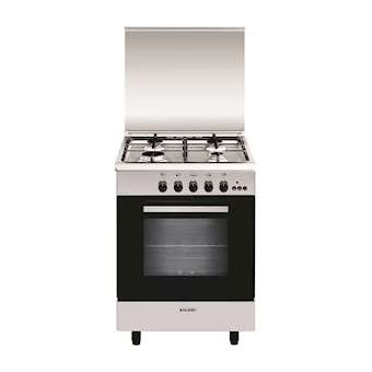 Cuisinière 60 x 60 cm inox/manettes noires - Alpha - Four gaz émail lisse 67 L|Airlux-ALXGA660MIX