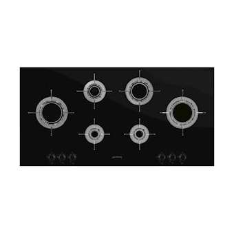 Table gaz 'Linea ' - 100 cm - plan en verre céramique - bord droit|Smeg france-SMFPVL6106CN