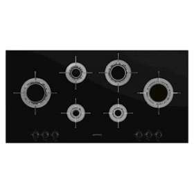 Table gaz 'Linea ' - 100 cm - plan en verre céramique - bord droit|Smeg france-SMFPVL6106CN