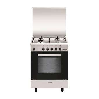 Cuisinière 60 x 50 cm inox/manettes noires - Alpha - Four gaz catalyse 58 L|Airlux-ALXGA650CMIX