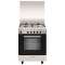 Cuisinière 60 x 50 cm inox/manettes noires - Alpha - Four gaz catalyse 58 L