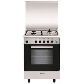 Cuisinière 60 x 50 cm inox/manettes noires - Alpha - Four gaz catalyse 58 L|Airlux-ALXGA650CMIX