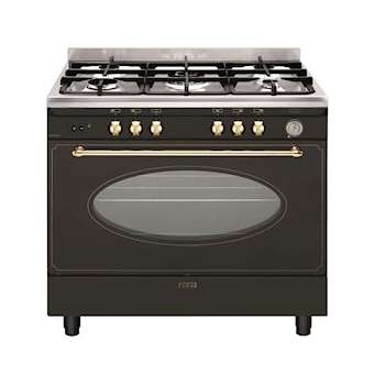 Cuisinière 90 x 60 cm rustique noire - Unica - Four gaz catalyse 109L - Minuteur|Airlux-ALXGU960CMR2