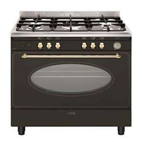 Cuisinière 90 x 60 cm rustique noire - Unica - Four gaz catalyse 109L - Minuteur|Airlux-ALXGU960CMR2