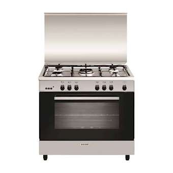 Cuisinière 90 x 60 cm inox - Alpha - Four gaz émail lisse 104L - Gril électrique|Airlux-ALXGA960MIX2