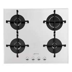 Table gaz 'Linéa' - 60 cm - plan en verre 8 mm biseauté|Smeg france-SMFPV164B2