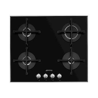 Table gaz 'Linéa' - 60 cm - plan en verre 8 mm biseauté|Smeg france-SMFPV164N2