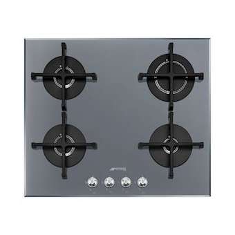 Table gaz 'Linéa' - 60 cm - plan en verre 8 mm biseauté|Smeg france-SMFPV164S2