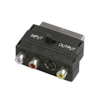 Adaptateur Péritel M / 3 RCA F + S-VHS F - commutation IN / OUT - nickel|Erard-EAD6749