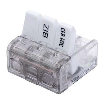 Borne de connexion à leviers 3 entrées Biz'Wing 4 0.2-4 mm² (x 50)|Bizline-BIZ301613