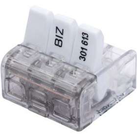 Borne de connexion à leviers 3 entrées Biz'Wing 4 0.2-4 mm² (x 50)|Bizline-BIZ301613