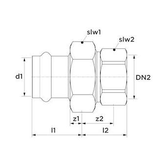 VSH SudoPress Inox raccord union fileté FF 15xRp1/2|Aalberts Integrated Piping Systems BV-IPH6550995