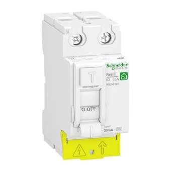 RESI9 - interrupteur différentiel - 2P - -63A - 30mA - Type Fsi - peignable|Schneider Electric-SCHR9PRF263