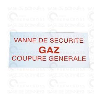 Étiquette rigide vanne de sécurité gaz coupure générale|Diff-VLL907040