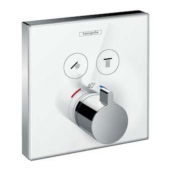 Set fin. en verre mit therm ShowerSelect E encastré 2 fonctions, blanc/chromé|Hansgrohe-HA315738400