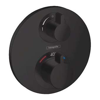 Set de finition mit therm S encastré av robinet d'arrêt et inverseur noir mat|Hansgrohe-HA315758670