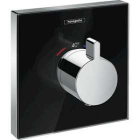Set finition en verre mit thermostatique ShowerSelect E encastré, noir/chromé|Hansgrohe-HA315734600