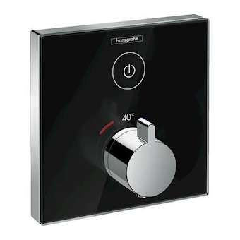 Set finition en verre mit therm ShowerSelect E encastré, RA, noir/chromé|Hansgrohe-HA315737600