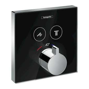 Set finition en verre mit therm ShowerSelect E encastré 2 fonctions, noir/chromé|Hansgrohe-HA315738600