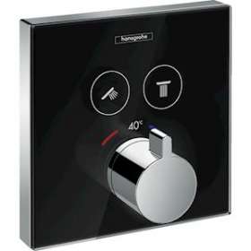 Set finition en verre mit therm ShowerSelect E encastré 2 fonctions, noir/chromé|Hansgrohe-HA315738600