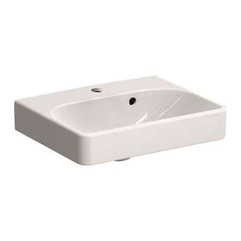 Lave-mains Geberit Smyle Square trop-plein asym.: 45x36cm Trou rob. centre Blc|Geberit-GBR500.222.01.1