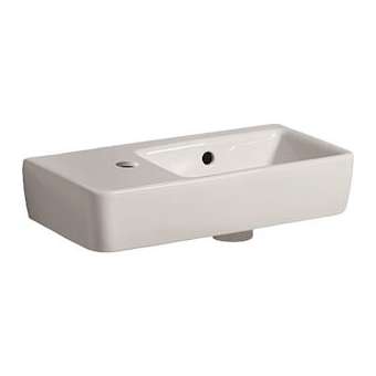 Lave-mains Geberit Renova Compact: 50x25cm, Trou rob. gauche, Blc|Geberit-GBR276350000