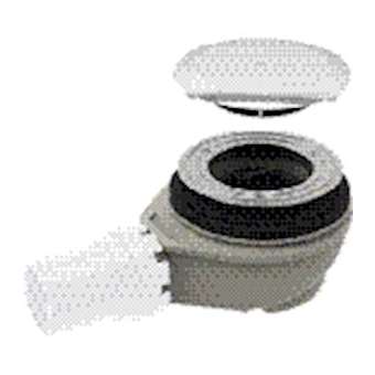 Bonde rec douch Geberit D90 av cache, garde eau 50mm, sortie PVC d40mm chro bri|Geberit-GBR150.557.21.1