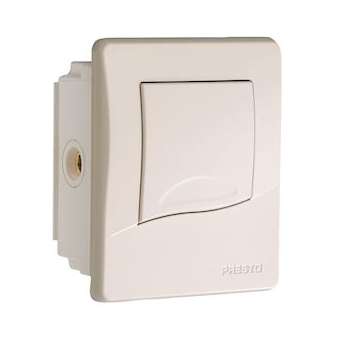 Robinet de chasse temporisé encastré P1000XL A avec robinet d'arrêt face ivoire|Presto-PSR14250