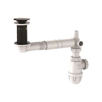 Kit bonde universelle ABS noir avec tubulure extra-plate et siphon bi-matière|Valentin-VA262500004700