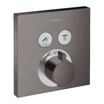 Set fin. thermostatique ShowerSelect E encastré 2 fonctions, noir chromé brossé|Hansgrohe-HA315763340