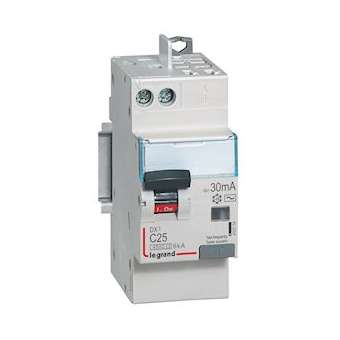 Disjoncteur diff DX³ 4500 - vis/auto -U+N 230V~ 25A -typeAC - 30mA -courbe C -2M|Legrand-LEG410719