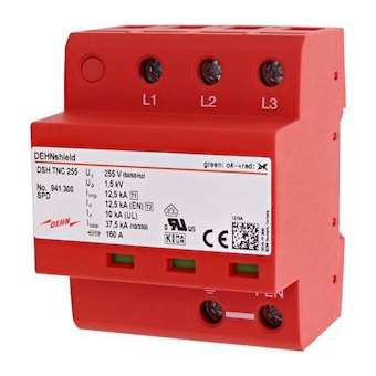 DEHNShield DSH TNC 255:SPD type 1- Iimp 12,5 kA- Tri compact - Up 1,5 kV-3+|Dehn france-DHN941300