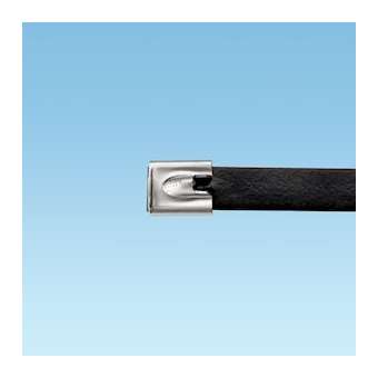 Collier MLTFC inox 316entiere. recouvert,594x15,9mm,Polyester noir,2000N,Cdt:50|Panduit Composants Industriels-PNUMLTFC6SH-LP316