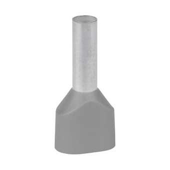 Embout de câblage double pré-isolé DIN Polypropylène Gris 4mm² longueur 12mm|ABB Thomas & Betts-TBF2FER4012PD