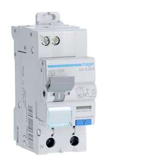Disjoncteur différentiel 1P+N 3kA C-25A 30mA type AC|Hager-HAGADC725F
