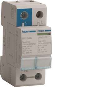 Parafoudre 2P débrochable 15KA type 2 avec voyant fin de vie|Hager-HAGSPN215D
