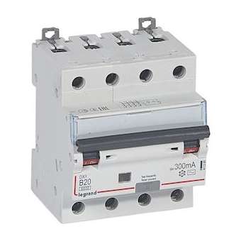 Disjoncteur diff DX³ 6000 -vis- 4P 400V~ -20 A - typeAC 300mA - courbe B - 4M|Legrand-LEG411360