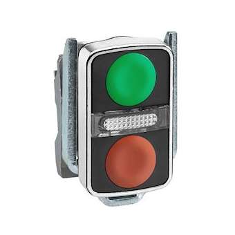Harmony tête bt-pous double touche D22 vert + rouge non marqué IP66, IP69K|Schneider Electric-SCHZB4BW7A3740