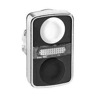Harmony tête bt-pous double touche D22 blanc + noir non marqué IP66, IP69K|Schneider Electric-SCHZB4BW7A1720
