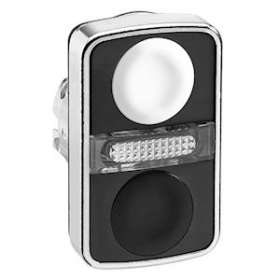 Harmony tête bt-pous double touche D22 blanc + noir non marqué IP66, IP69K|Schneider Electric-SCHZB4BW7A1720