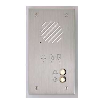 Platine tél. enc. alu. 2 bp, synthèse vocale, 4 N°jour & 4 N° nuit|Aiphone-AIPTLI2