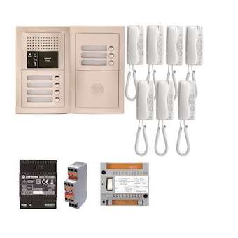 Pack audio 7 bp encastré, module vigik, centrale, 7 gt1d & alim.|Aiphone-AIPGTBA7E