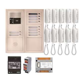 Pack audio 10 bp encastré, module vigik, centrale, 10 gt1d & alim.|Aiphone-AIPGTBA10E