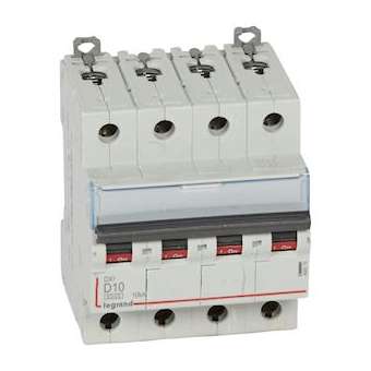 Disjoncteur DX³ 6000-vis/vis-4P-400V~-10A-10kA-courbe D-peigne HX³ trad 4P - 4M|Legrand-LEG408116
